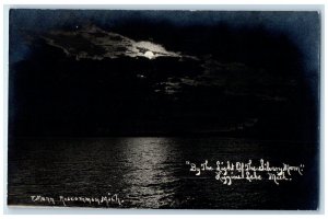 Higgins Lake Michigan MI RPPC Photo Postcard By The Light Of The Silver Moon