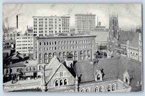 1907 Dayton Ohio OH Vintage Postcard Birds Eye View Looking West Building Posted