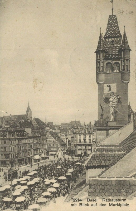 Switzerland Basel Rathausturm mit Blick auf den Marktplatz 03.18