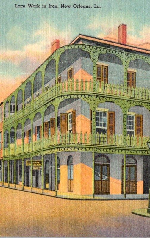 Louisiana New Orleans Lacework Iron Balcony Corner Of Royal and St Peters Str...