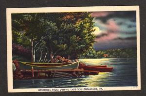 LAKE WALLENPAUPACK PA Greetings Duffy's PENN Moonlight Postcard Pennsylvania