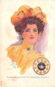 V.M.T. Fraternal Order Series No 8 College Girl 1907 a lot of corner wear, ye...