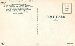 1950s CORTEZ COLORADO Neon Sign UTE Mountain Hotel Navajo postcard 2925