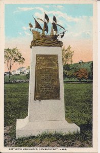 Newbury MA, First Settlers Monument, Ship Mary & John, 1920s, Puritans, Teich
