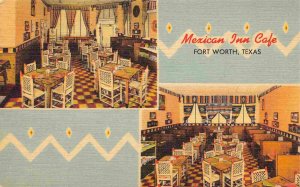 Mexican Inn Cafe Fort Worth Texas 1951 linen postcard