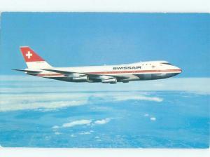 Pre-1980 Postcard Ad SWISSAIR AIRLINES BOEING 747B AIRPLANE AC6352@