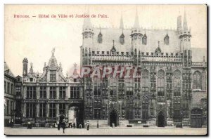 Old Postcard Belgium Bruges City Hall and justice and peace