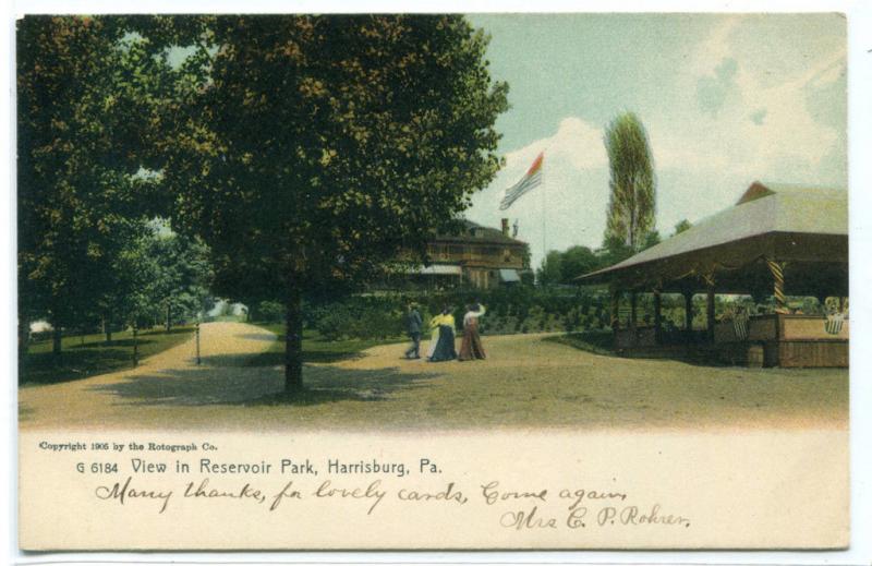 Reservoir Park Harrisburg Pennsylvania 1907c postcard