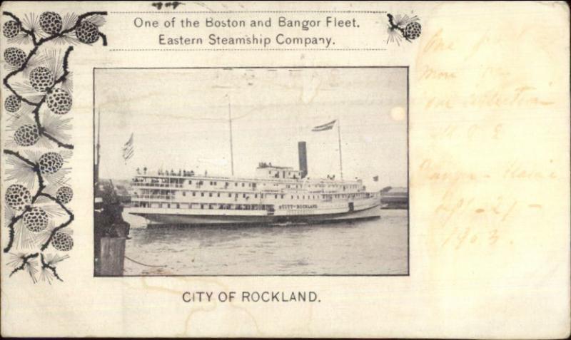 Esatern Steamship Co Steamer city of Rockland c1900 Private Mailing Card