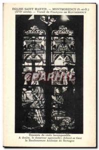Postcard Old Eglish Saint Martin Montmorency (S and-O) Stained Francois De Mo...
