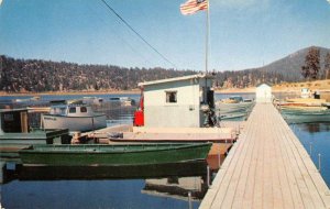 Big Bear Lake California docked boats typical boat landing vintage pc ZA441413 