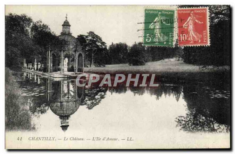 Old Postcard Chantilly castle on the island of love