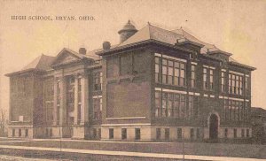 High School Bryan Ohio 1910s postcard