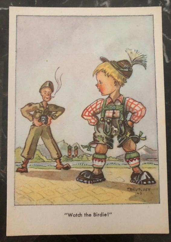 Mint USA PPC Picture Postcard GI Joe In Bavaria WW2 Watch The Birdie