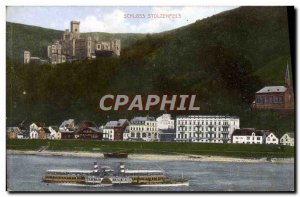 Old Postcard Schloss Stolzenfels Boat