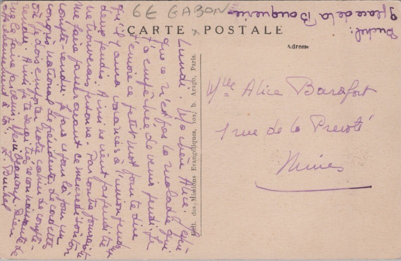 Gabon Ecole de Filles De Lambarene Vintage Postcard C268