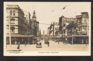 RPPC MELBOURNE AUSTRALIA DOWNTOWN ELIZABETH STREET REAL PHOTO POSTCARD