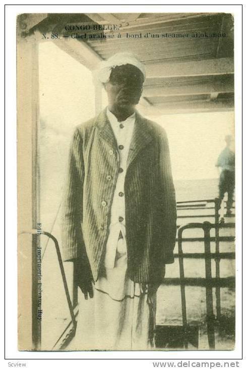 CONGO-BELGE , Chef arabise a bord d'un Steamer a Lokandu, 00-10s