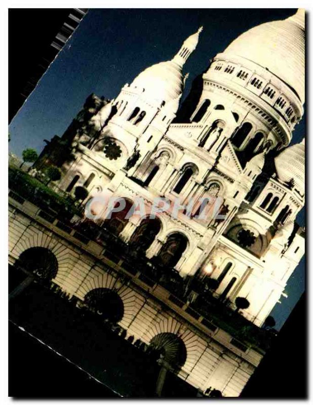 Modern Postcard Paris Sacre Coeur illuine