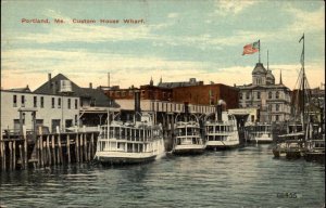 Portland Maine ME Custom Wharf House Boat Ship 1900s-10s Postcard