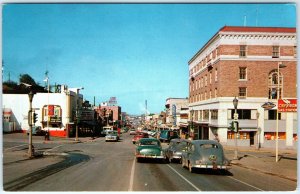 c1950s Port Angeles WA Downtown Chrome Photo Postcard Main St Car Sign Store A89