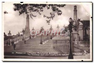 Old Postcard Marseille Escalier Monumental de la Gare