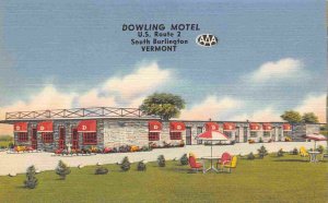 Dowling Motel US Route 2 South Burlington Vermont linen postcard
