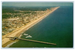 c1950's Aerial View Surfing On Beach Front Virginia Beach Virginia VA Postcard