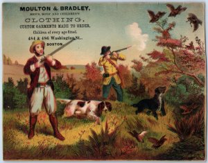 1870s-80s Bird Hunting Scene Men's and Childrens' Clothing Trade Card #DD