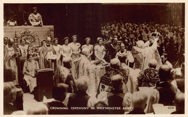 Crowning Ceremony in Westminster Abbey Real Photo Postcard