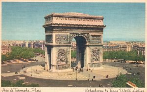 Vintage Postcard 1930's Arc De Triomphe by Trans World Airline Kodachrome Paris