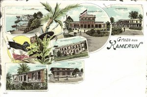 cameroon, Governor's House, Hospital, Schoolhouse (1900s) Litho Postcard