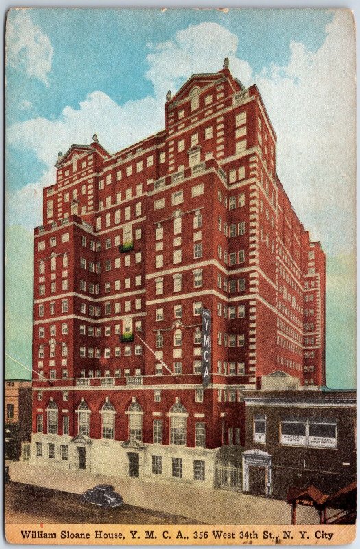 VINTAGE POSTCARD WILLIAM SLOANE HOUSE Y.M.C.A. WEST 34th STREET NEW YORK CITY