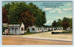 ELIZABETHTOWN, KY Kentucky ~ BURNETT'S MOTEL  c1940s  Roadside Linen Postcard