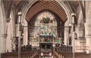 Interior Christ Church Llanfairfechan Antique Postcard DB UNP Unused Germany 