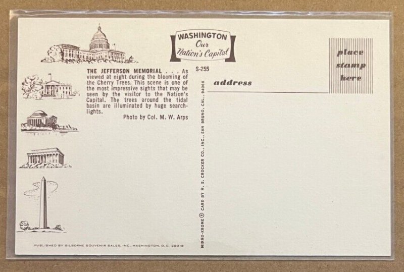VINTAGE UNUSED POSTCARD - JEFFERSON MEMORIAL, WASHINGTON, D.C.