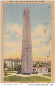 Massachusetts Charlestown Bunker Hill Monument 221 Feet In Height 1941