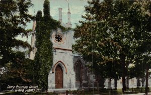 WHITE PLAINS NEW YORK GRACE EPISCOPAL CHURCH~1910s POSTCARD