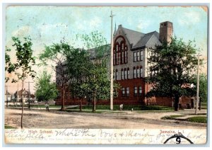 1905 High School Jamaica Exterior Building Long Island New York Vintage Postcard