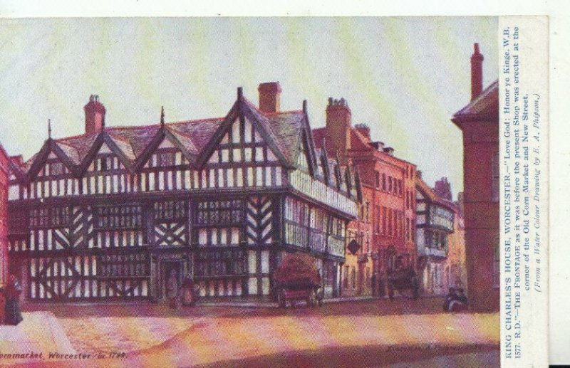 Warwickshire Postcard - Worcester Cornmarket in 1799 - Ref TZ2387