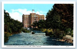 RENO, NV Nevada ~ RIVERSIDE HOTEL & Truckee River  c1930s Washoe County Postcard
