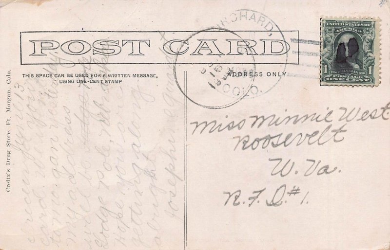 FORT MORGAN COLORADO~COURT HOUSE ~1909 POSTCARD