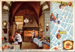 Postcard Italy Florence restaurant Giannino in San Lorenzo