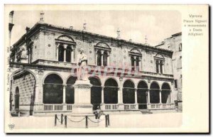 Postcard Old Verona Piazza Signori e Monumento a Dante Alighieri