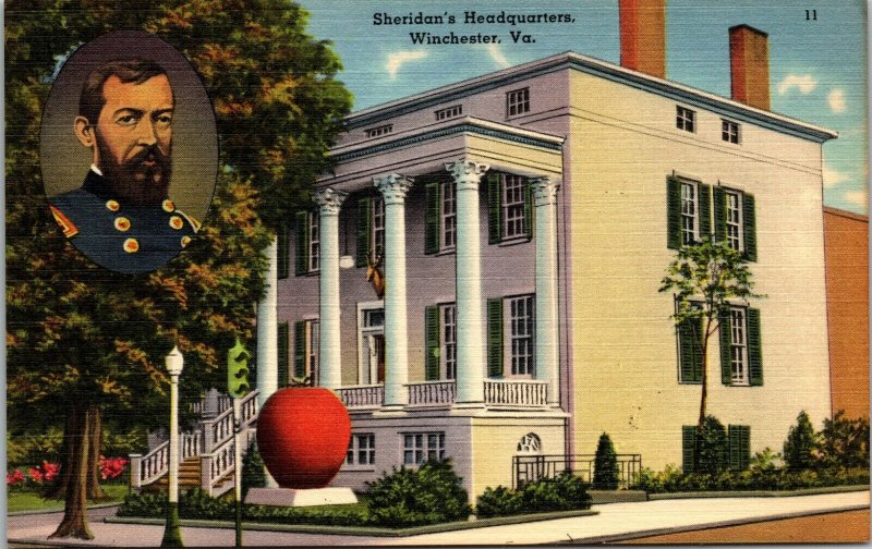 Sheridans Headquarters WInchester Va - POSTCARD - VINTAGE 1936 LINEN