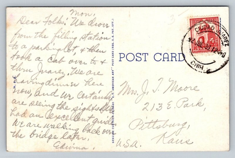 1940  Old Mission Guadalupe  Juarez   Mexico  Postcard