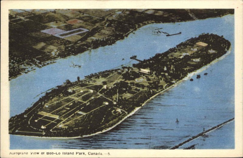 Boblo Island Park Ontario ON Air View Vintage Postcard