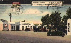 Chandler OK Oklahoma Gibsons Motor Court Motel c1930-50s Vintage Postcard