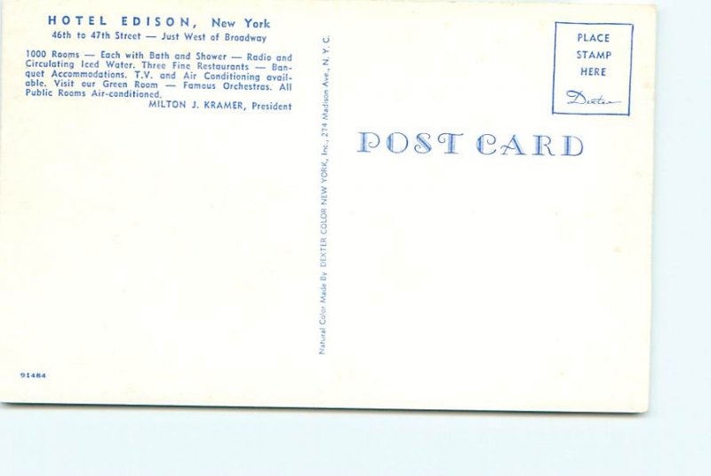 Buy Postcard Hotel Edison New York