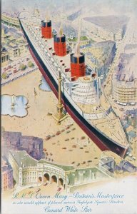 RMS 'Queen Mary' Ship Cunard White Star Britain's Masterpiece Postcard G98